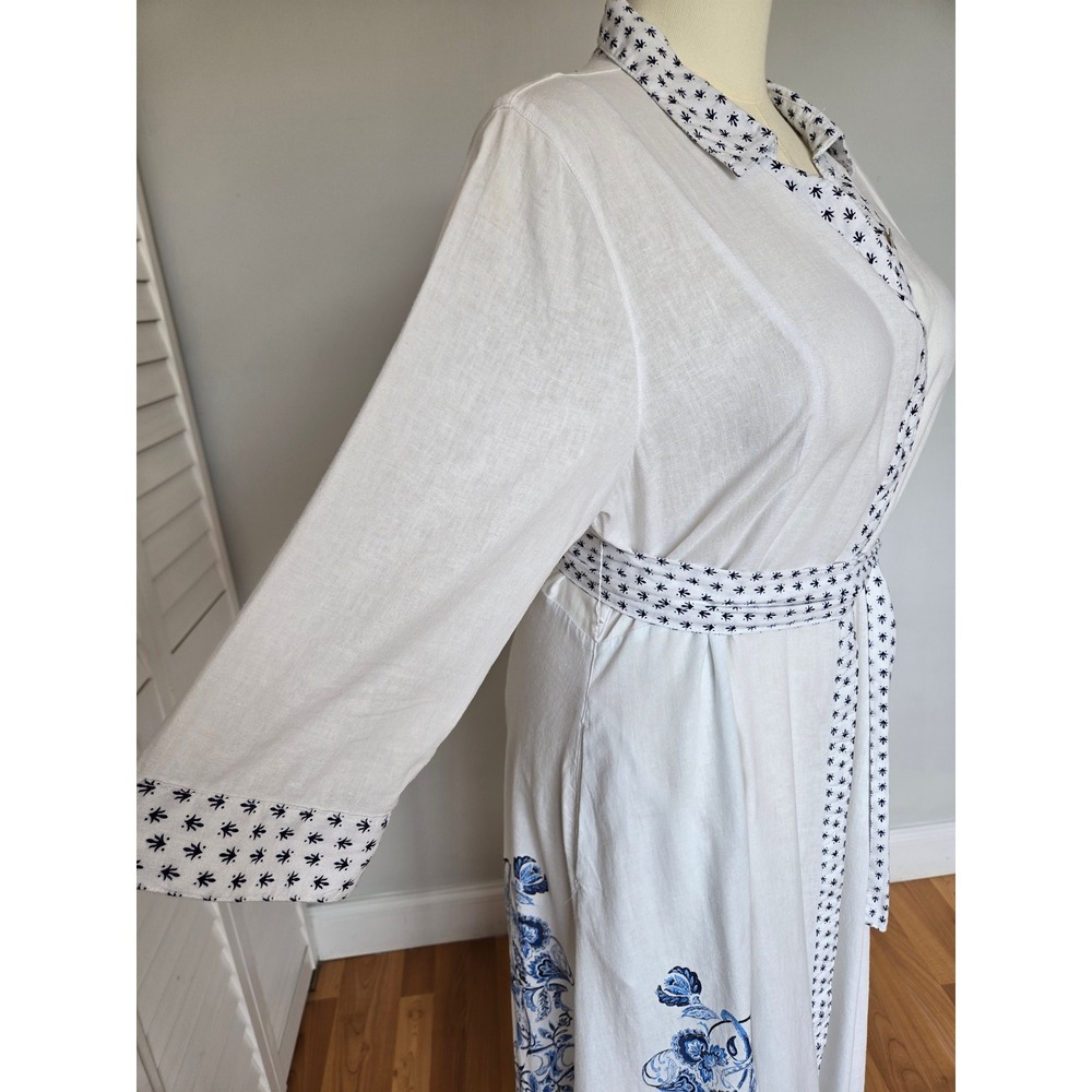 Joie White Midi Dress with Blue Floral Embroidery - Picture 5 of 12